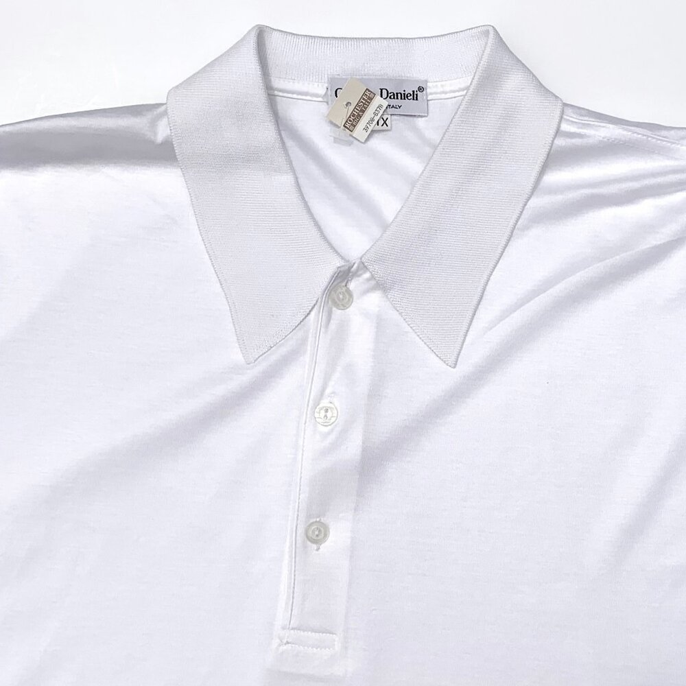 Men’s Giorgio Danieli 100% Cotton Polo, Made in Italy, White NWT XL